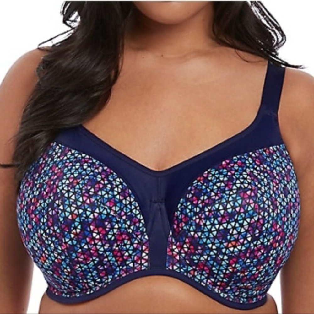Elomi Navy and Pink Geometric Bra